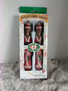 NEU Vintage Robert Alan Weihnachten Rentier Kerzenpaar 10" geformte Kegel - Bild 1 von 7