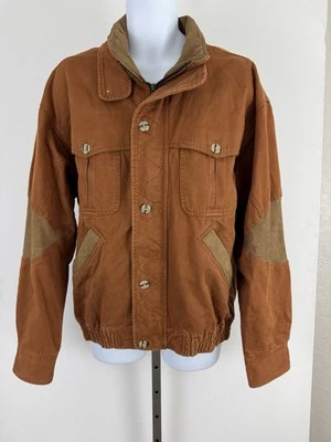 THE TERRITORY AHEAD Men's Rust Color Canvas Flannel Lined Bomber Jacket Sz L - Image 1 of 4