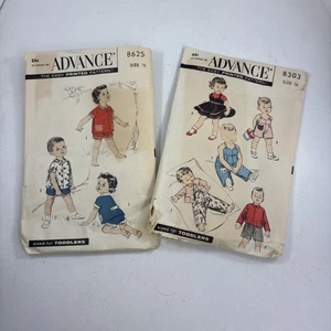 Vintage Advance 8303 & 8625 Toddler Play Clothes Sewing Pattern Size 1/2 - Picture 1 of 3