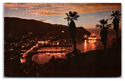 Dusk Falls on Avalon Bay Catalina Island California Postcard - Image 1 of 2