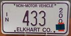 2007 INDIANA, IN, Non-Motor Vehicle Elkhart County License Plate 433 AMISH BUGGY