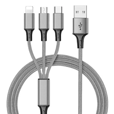 3 in 1 USB Micro Type C Fast Charging Cable Cell Phone Tablet Tab Cord Charger - Image 1 of 4