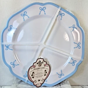 Shabby Chic Teller weiß/blau Schleifen Speiseteller Melamin Set/4 - Bild 1 von 6