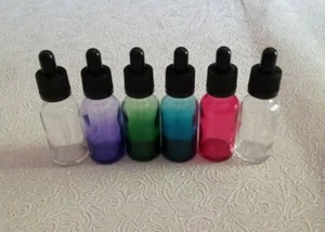 6 Boston Round Glass Bottles w/ Child Resistant Droppers 30ml Up to 5 COLORS!! - Picture 1 of 24