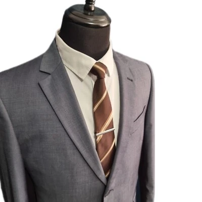 Boston Hombre Traje Chaqueta Lana Talla 38, Medio Carbón, Azul Marino 96NR Foto 1 de 4