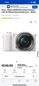 Sony a5100 16-50mm Mirrorless Digital Camera with 3-Inch Flip Up LCD (White) - Picture 1 of 7