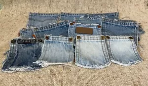 Denim Blue Jean Back Pockets Levis Wrangler salvage upcycle quilt crafts - Picture 1 of 7