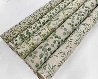 CHATHAM GLYN Green Foliage Curtain Fabric Leaf Tree Leaves Botanical Linen-Look Home Decor