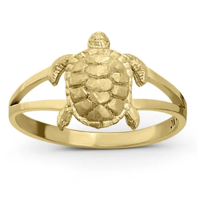 Solid 10K Women's Yellow Gold Ring Gold Turtle Ring, Sizes 3 - 12 - Image 1 of 4