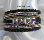 Boutique Bracelet-Black-A/B Crystal- Rhinestones-Magnetic clasp-Multiple Layers