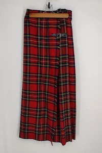 Falda escocesa roja plisada de lana Brendella hecha en Irlanda - Imagen 1 de 7