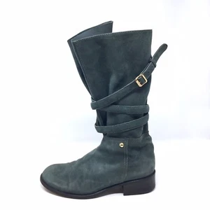 7 For All Mankind halbhohe Damenstiefel 35,5/5,5 Veloursleder Schnallenriemen blau-grau - Bild 1 von 10