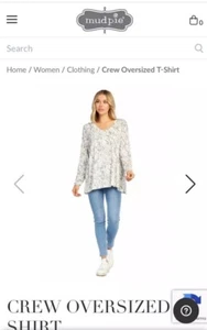 Mud Pie Grey Leopard Tunic Lightweight Oversized V Neck Soft! OneSize - Picture 1 of 6