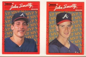 1990 Donruss John Smoltz Regular and Error Card