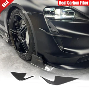 For Porsche Taycan 2019-2024 Real Carbon Front Bumper Canard Fins Splitters Vent - Picture 1 of 12