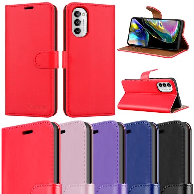 For Motorola Moto G82, G52 Phone Case Leather Wallet Flip Folio Stand View Cover - Image 1 of 4