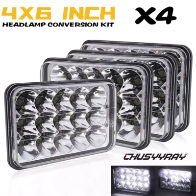 4PCS Fit for GMC C4500 C5500 Topkick 2003-2009 4x6inch LED Headlights Hi/Lo - Image 1 of 4