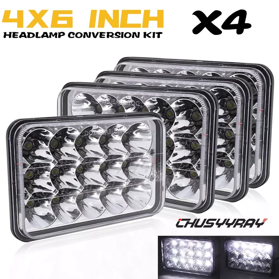 4PCS Fit for GMC C4500 C5500 Topkick 2003-2009 4x6inch LED Headlights Hi/Lo - Image 1 of 4