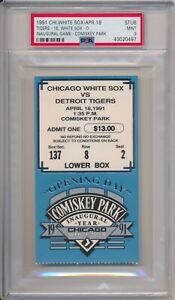 1991 Chicago White Sox Inaugural Game New Comiskey Park Ticket Stub 4/18 PSA 9