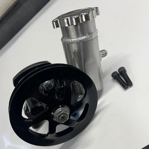 Racing Power Steering Pump Aluminum Reservoir 6" V-Belt Pulley GM Type 2 Bracket - Picture 1 of 8