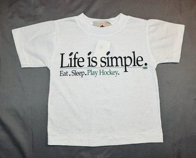 Vintage Kid’s Hockey Hall Of Fame Shirt Life Is Simple  Eat Sleep Play Hockey 4 - Image 1 of 4