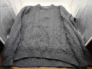 Suéter Highland Home Industries Para Hombres XL Lana Tejido con Cable Pescador Escocia Gris - Imagen 1 de 7