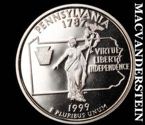 1999-S Silver Pennsylvania State Quarter - Choice Gem Proof Lustrous #D5849 - Afbeelding 1 van 2