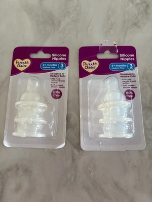 Parents Choice Silicone Nipples 3+ Months Medium Flow 3 PACK SET OF 2-READ BELOW - Image 1 of 2