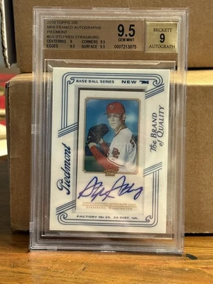 Stephen Strasburg BGS 9.5 Auto 9 Low Pop 2010 Topps Piedmont 206 Autographs  - Image 1 of 2