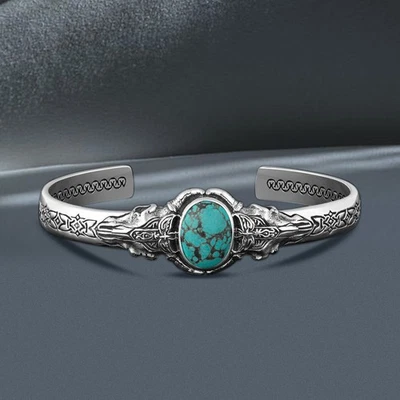 Pulsera de plata de ley 925 turquesa vintage para hombre regalo de cumpleaños Foto 1 de 4