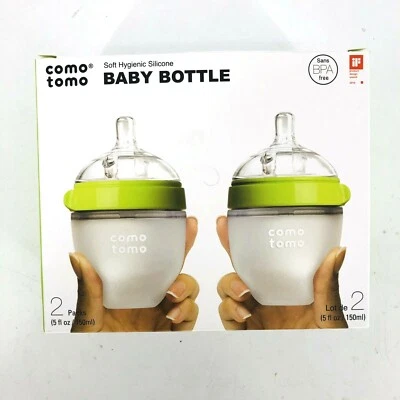 Comotomo 5 oz Newborn Slow Flow Soft Hygenic Silicone 2 PK Baby Bottle BPA Free  - Image 1 of 4