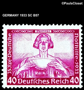 GERMANY 1933 SC B57 WAGNER'S PARSIFAL OPERA MAGENTA 40pf+35pf MNH OG - Picture 1 of 2
