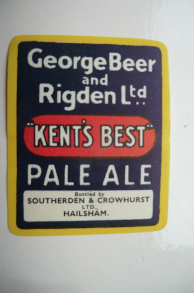 MINT GEORGE BEER AND RIGDENS FAVERSHAM BEER BOTTLE LABEL BOTTLED IN HAILSHAM - Image 1 of 1