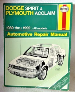 Haynes  - Repair Manual - Dodge Spirit Plymouth Acclaim - 1989-1992 - #1779 - Picture 1 of 5