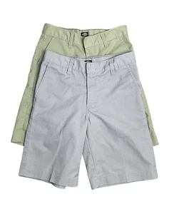 Dickies Boys’ khaki  Flat Front Short 2-Piece Green and Gray Sz 12 R - Picture 1 of 8