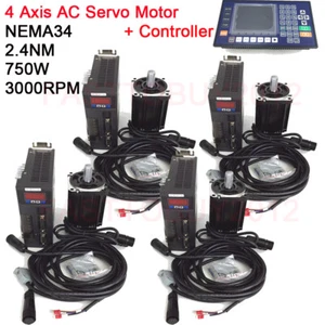 4 Axis 750W AC Servo Motor Drive NEMA34 2.4NM CNC Controller Kit for CNC Milling - Picture 1 of 11