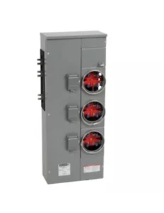 Square D EZM113225 Meter-Pak,225A,3x4 jaw sockets,120/240VAC,no bypass,ringed, - Picture 1 of 3