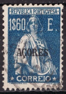 Rare : 1924-1930 Azores Portugal Sc #237D - 1$60 used postage stamp Cv$7 - Picture 1 of 2