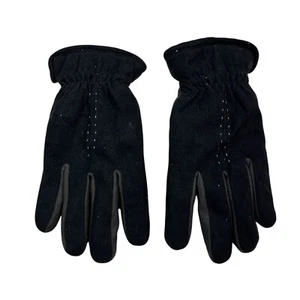 Isotoner Black Fleece Gray Stitch Sherpa Lined Pull On Winter Gloves Medium M - Picture 1 of 5