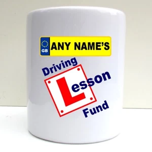 PERSONALISIERTES NUMMERNSCHILD FAHRUNTERRICHT DRUCK KERAMIK GELDBOX SPARTOPF - Bild 1 von 4