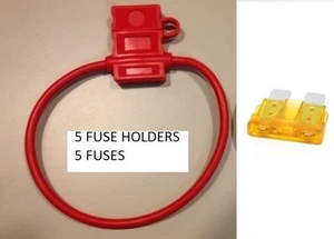 (5) 14 GAUGE ATC FUSE HOLDER With COVER + (5) 5 AMP FUSES IN-LINE 14 GA. USA - Picture 1 of 1