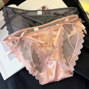 4 Pack Sexy Womens Satin Knickers Panties Underwear Sheer Lace French Lingeries - Picture 1 of 11