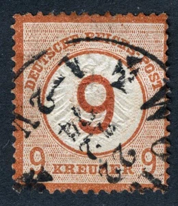Germany Sc 28 Brown 9kr on 9kr 1874 p14.5x13.5 Dec 22 1874 CDS Cancel - Picture 1 of 1