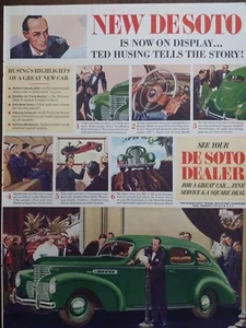 1938 vintage DeSoto automobile print ad, Green Sedan, pre world war ll - Picture 1 of 1