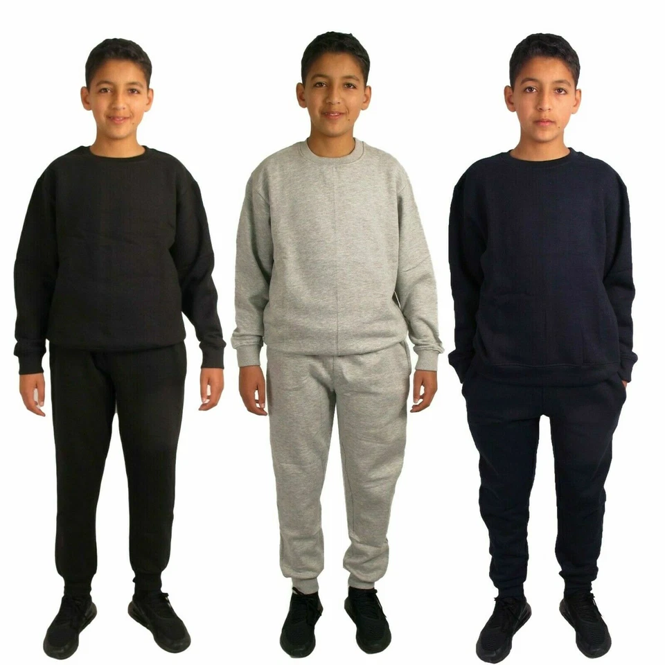 Boys Tracksuit Kids Jogging Suit Sweat Top Bottoms Joggers Age 7 8 9 10 11 12 13 - Image 1 of 4
