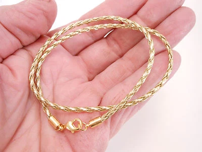 Collar Gargantilla Surfer Oro Trenzado 3mm Cuero Imitación Cordón con Cierre de Langosta Foto 1 de 3
