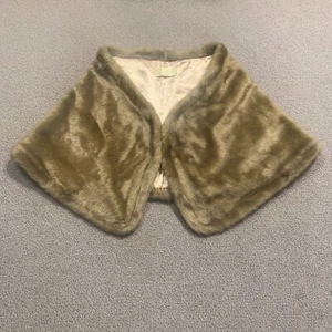 Kelli Kouri Stole Womens Brown Faux Fur Vegan Lined Cape Shrug Jacket Elegant - Picture 1 of 13