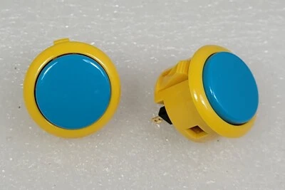 2 x Japan Sanwa Mix Buttons Yellow Blue OBSF-30-Y/B Video Arcade Parts - Image 1 of 3