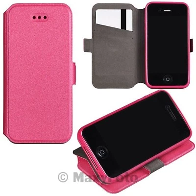 CUSTODIA BOOK COVER SILICONE FLIP BOOK CASE LIBRO STAND ECO PELLE LG SPIRIT PINK - Immagine 1 di 4