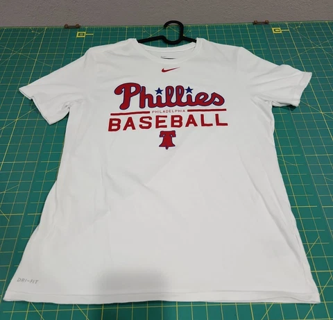 Philadelphia Phillies White MLB Tee T SHIRT Mens Size Large L Nike Dri Fit Cover